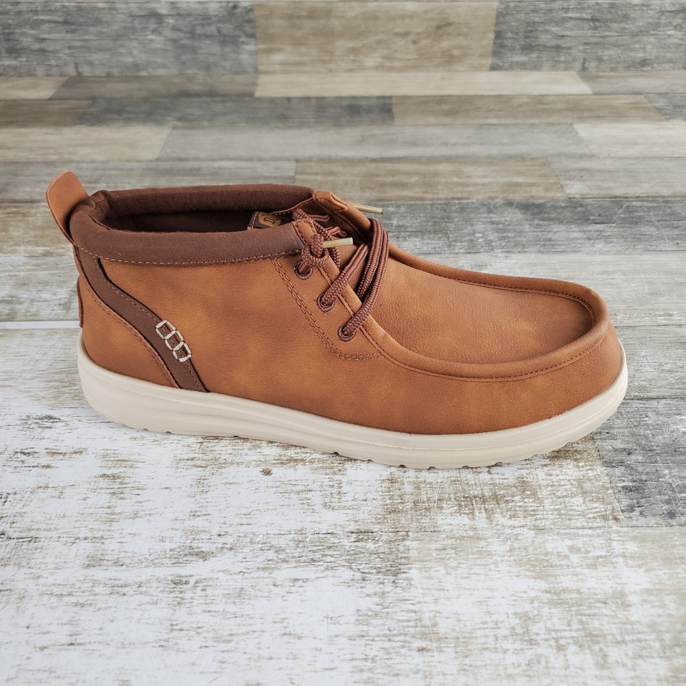 Hey Dude Wally Mid Gripr Boots Mens Size 9 Cognac Brown Tan